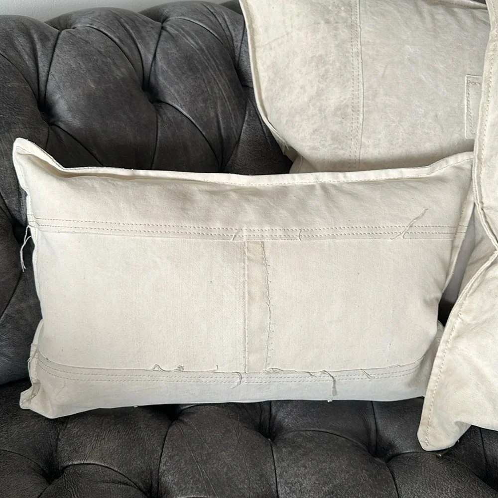 Restoration Hardware reclaimed salvaged cotton canvas pillow covers set of 3 new